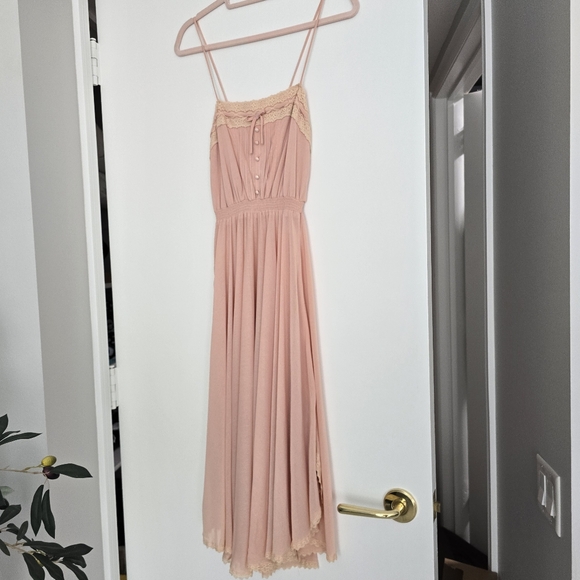 Vintage Pink Maxi Dress Set – Crochet Lace Trim Coquette Style - Picture 2 of 13